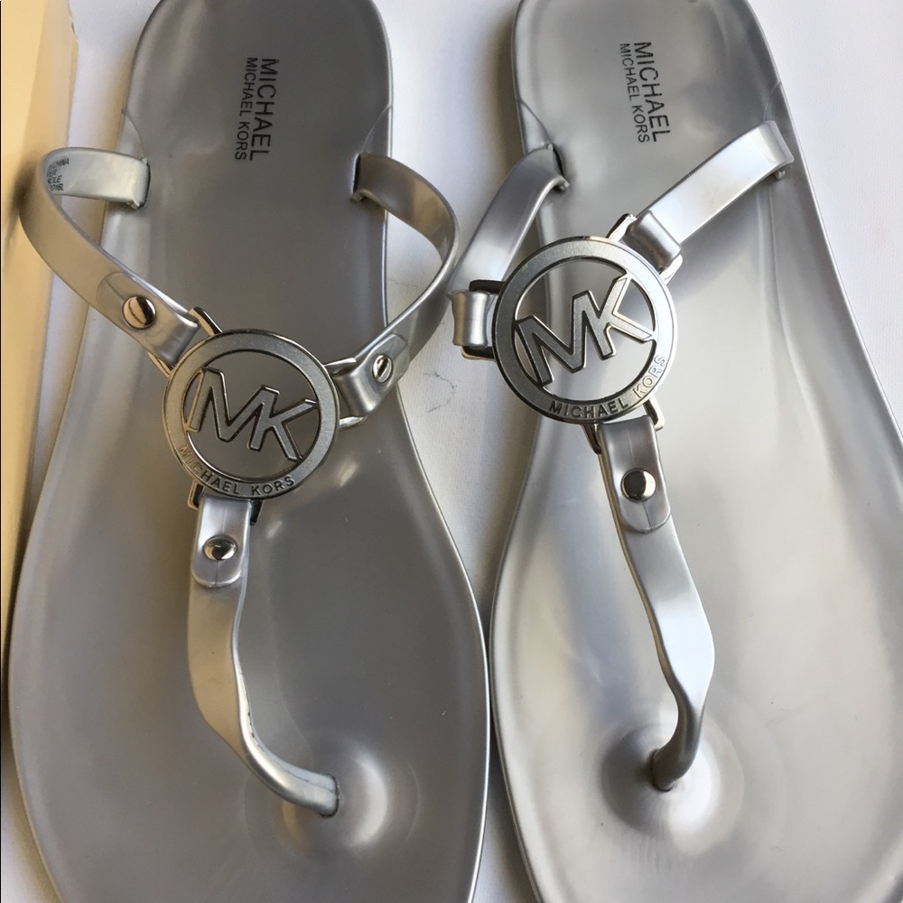 Michael Kors Women’s Silver Logo Sandals